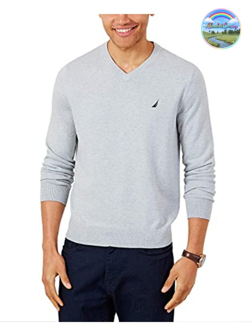 Men's V-Neck Sweater Classic Fit Lightweight Cotton Blend Long Sleeve Pullover